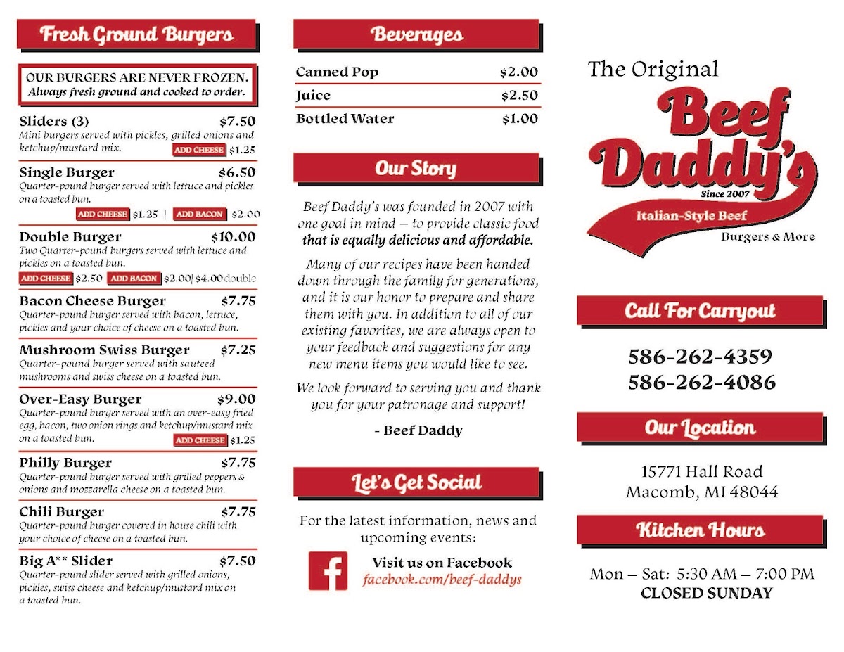 Beef Daddy's Menu - Image 2